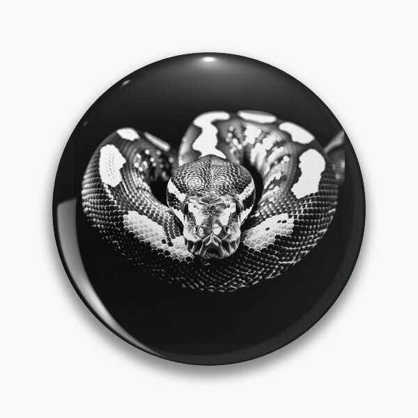 Item preview, Black and White Coiled Python Snake Portrait designed and sold by inkoutninja.
