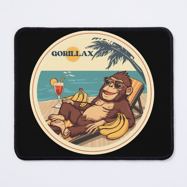 Item preview, Gorillax - Cool Gorilla Chilling at the Beach Retro Illustration designed and sold by MarrysLifestyle.