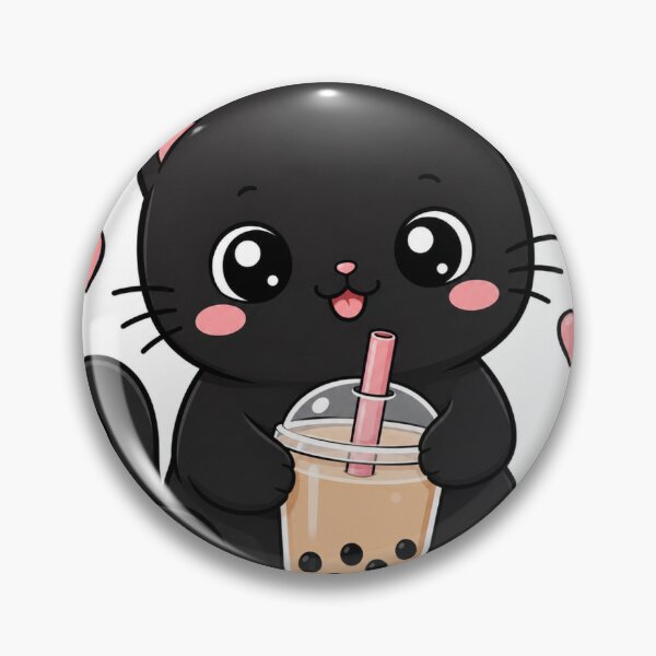 Item preview, Cute Black Cat Boba Sticker | Kawaii Bubble Tea Cat designed and sold by Moodexa.