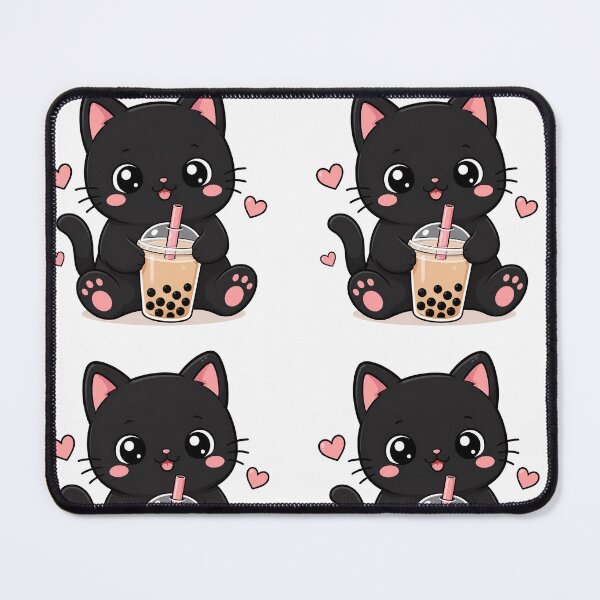 Item preview, Cute Black Cat Boba Sticker | Kawaii Bubble Tea Cat designed and sold by Moodexa.