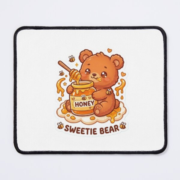 Item preview, Cute Sweetie Bear Eating Honey with Little Flying Bees designed and sold by Artgirldhanya.