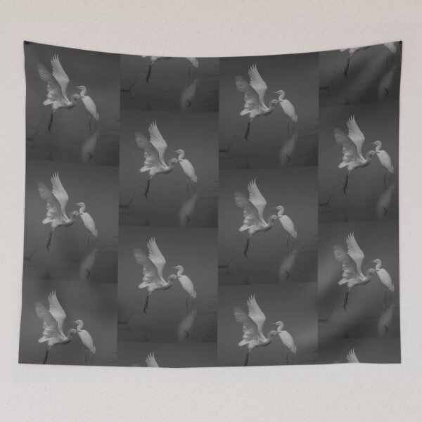 Item preview, Two Egrets Dancing Over Coastal Waters designed and sold by risagradyi.