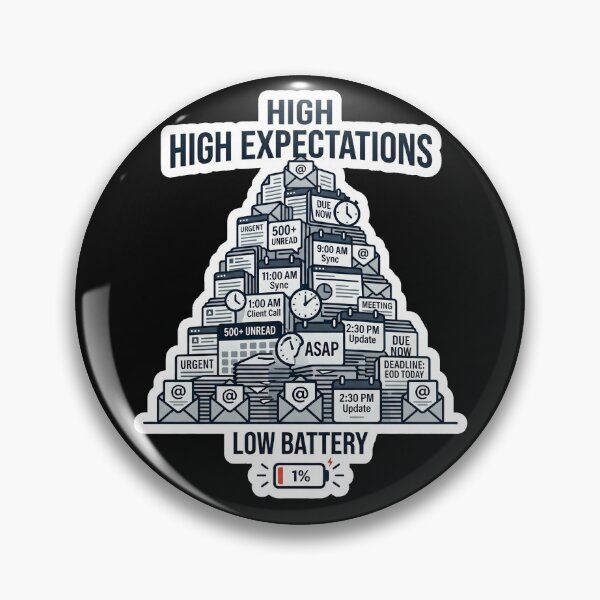Item preview, Low Battery High Expectations Funny Office Design designed and sold by Pixel Analytics.