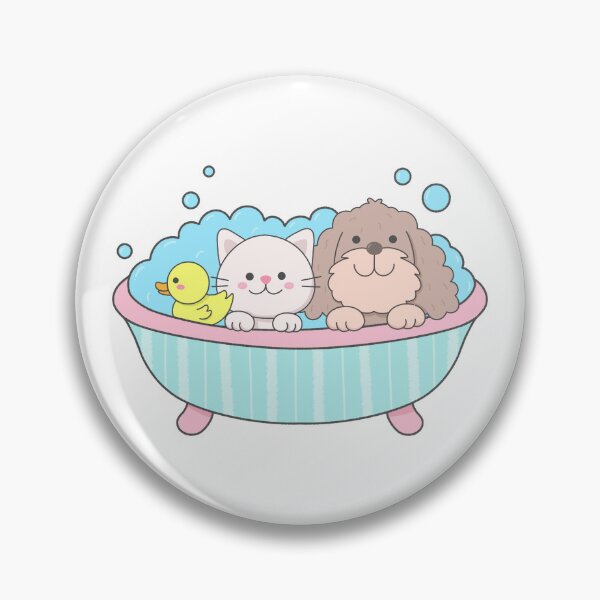 Item preview, Cute Cat and Puppy Bath Time with Rubber Duck designed and sold by nuchz.