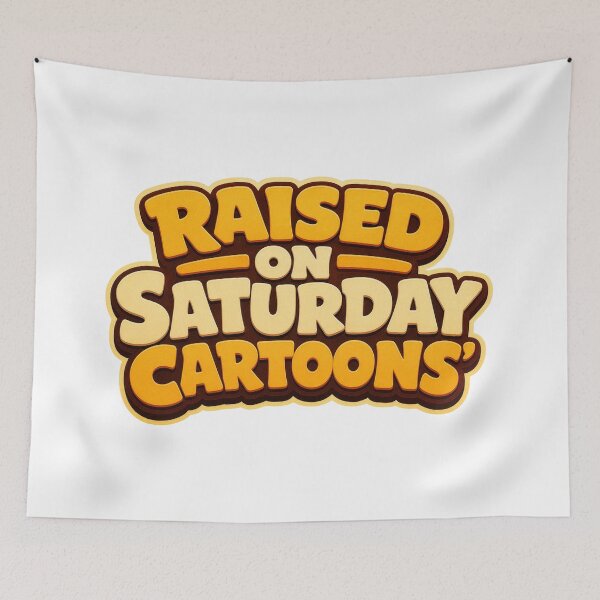 Item preview, Raised on Saturday Cartoons Retro 90s Nostalgia Typography Tee Sticker Millennial Gift designed and sold by sharifex.