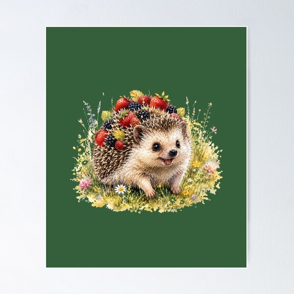 Item preview, Berry Harvest Hedgehog Cottagecore Woodland  designed and sold by MagicMakerPh⭐⭐⭐⭐⭐.