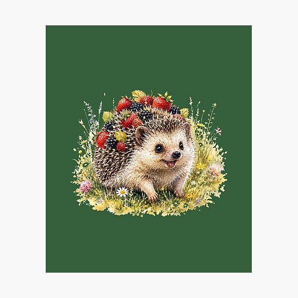 Item preview, Berry Harvest Hedgehog Cottagecore Woodland  designed and sold by MagicMakerPh⭐⭐⭐⭐⭐.