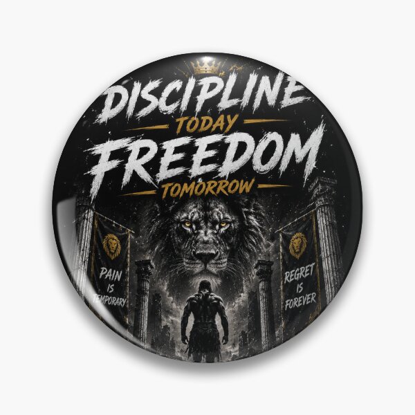 Item preview, Discipline Today Freedom Tomorrow | Motivational Lion Warrior Streetwear Design designed and sold by AuraPixelDesign.