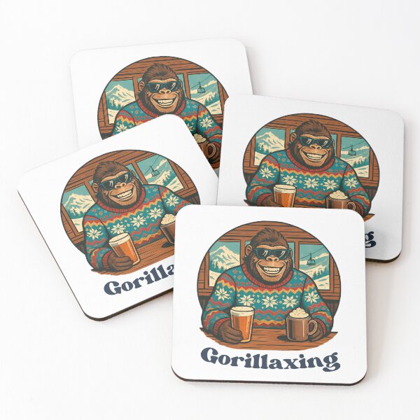 Item preview, The Cool Chiller Gorilla at Après Ski - Retro Illustration designed and sold by MarrysLifestyle.