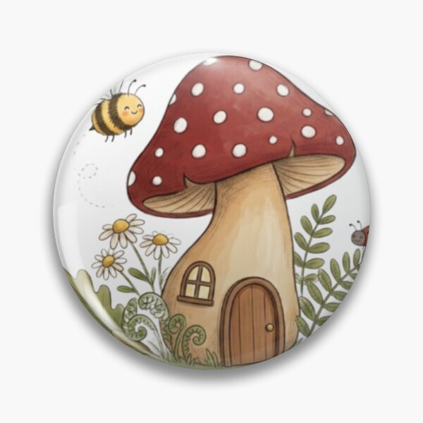 Item preview, Whimsical Magical Mushroom House with Cute Little Bee designed and sold by Artgirldhanya.