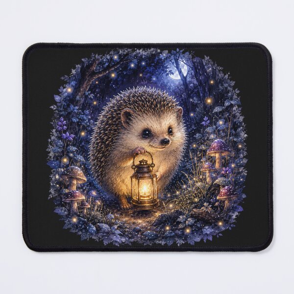 Item preview, Lantern Hedgehog Midnight Forest Cottagecore  designed and sold by MagicMakerPh⭐⭐⭐⭐⭐.