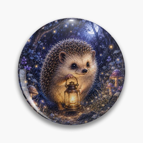 Item preview, Lantern Hedgehog Midnight Forest Cottagecore  designed and sold by MagicMakerPh⭐⭐⭐⭐⭐.