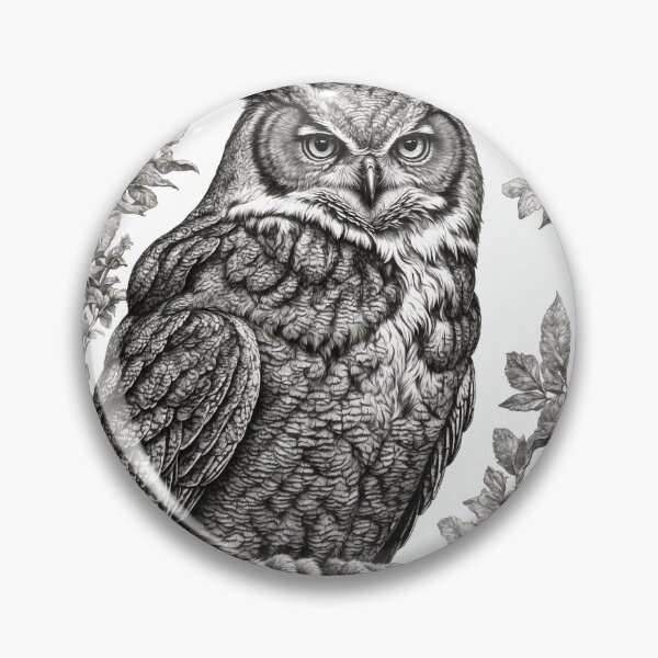 Item preview, Great Horned Owl Vintage Art — Wildlife Print designed and sold by RawNaturePrints.
