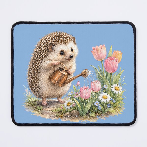 Item preview, Gardening Hedgehog Flower Garden Cottagecore  designed and sold by MagicMakerPh⭐⭐⭐⭐⭐.