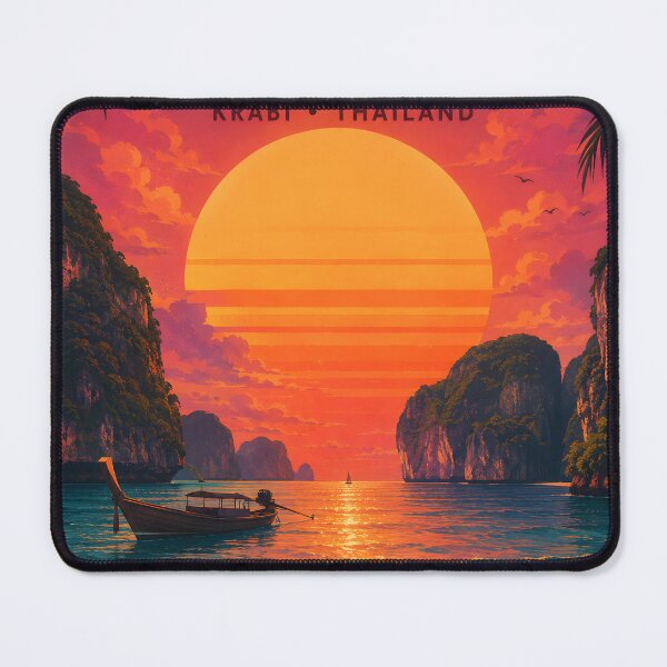 Item preview, Maya Bay Thailand Vintage Travel Poster with Tropical Sunset Illustration  Description designed and sold by Spirit of Siam.