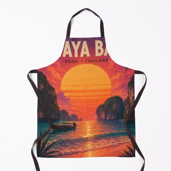 Item preview, Maya Bay Thailand Vintage Travel Poster with Tropical Sunset Illustration  Description designed and sold by Spirit of Siam.