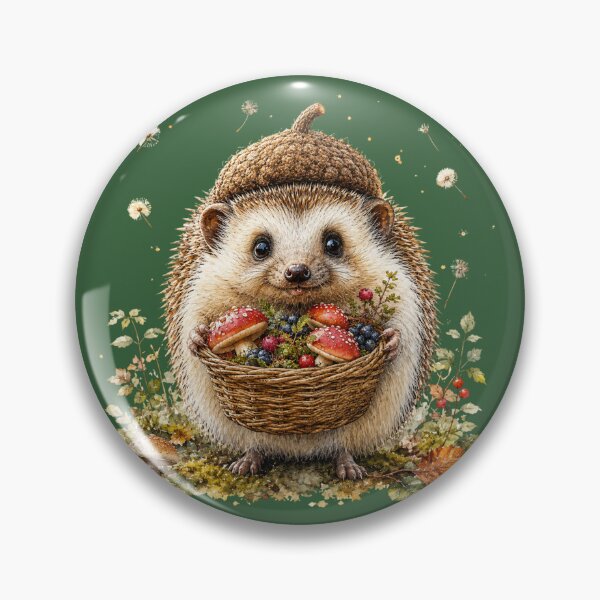Item preview, Mushroom Forager Hedgehog Cottagecore Woodland designed and sold by MagicMakerPh⭐⭐⭐⭐⭐.