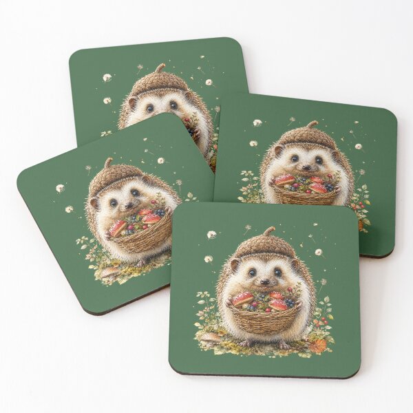Item preview, Mushroom Forager Hedgehog Cottagecore Woodland designed and sold by MagicMakerPh.