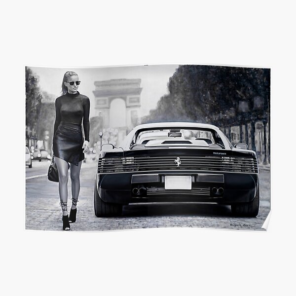 Señorita Ferrari Testarossa Póster