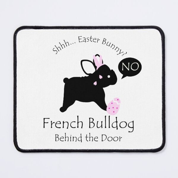 Item preview, Funny French Bulldog Easter Bunny Behind the Door Black Text designed and sold by Na7nasColorShop.