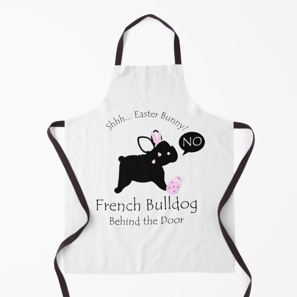 Item preview, Funny French Bulldog Easter Bunny Behind the Door Black Text designed and sold by Na7nasColorShop.