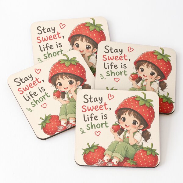 Item preview, Stay Sweet Life Is Short Strawberry Girl Cute Kawaii Aesthetic Design designed and sold by alchemist1636 .
