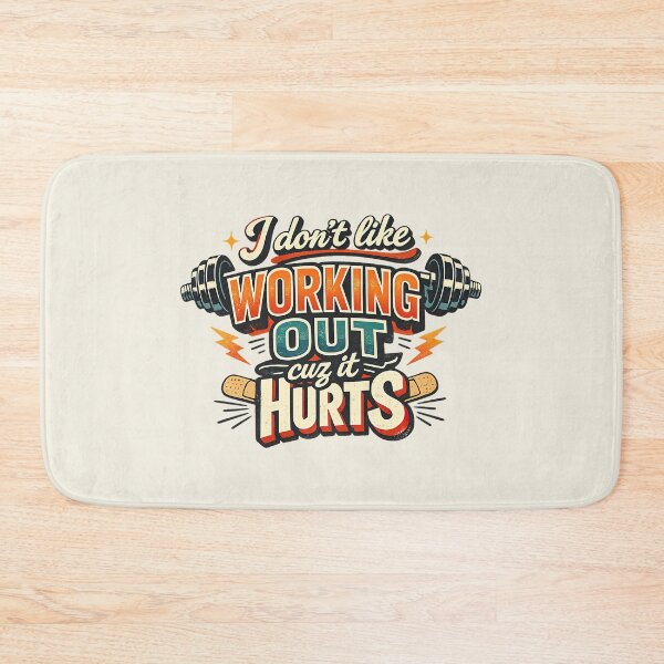 Item preview, I Don't Like Working Out Cuz It Hurts, Funny Retro Gym designed and sold by graphic-genie.