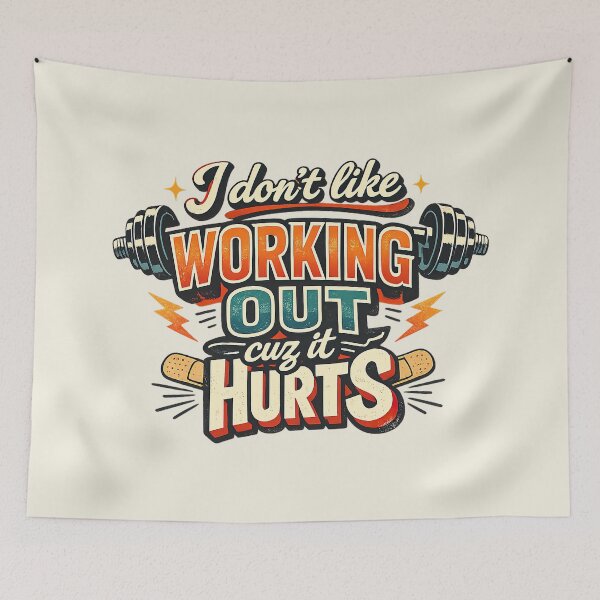 Item preview, I Don't Like Working Out Cuz It Hurts, Funny Retro Gym designed and sold by graphic-genie.
