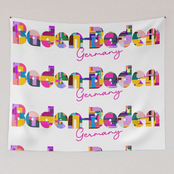 Item preview, Baden-Baden, Germany, Vibrant Abstract City Typography Art designed and sold by Wanderful-roads.
