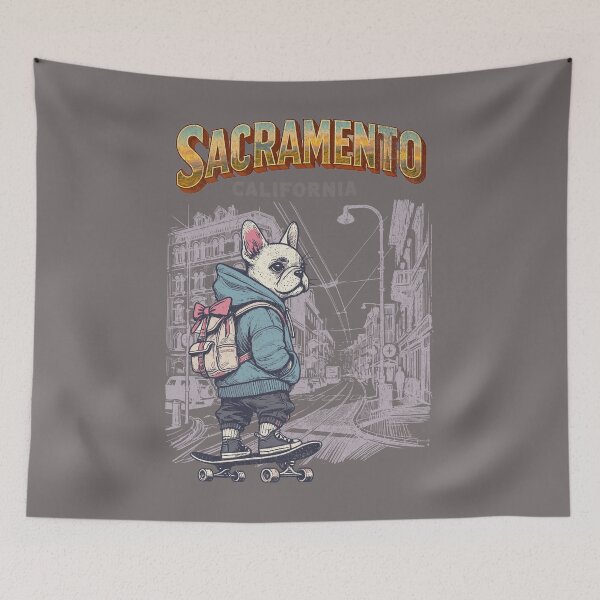 Item preview, Sacramento California Retro Skater French Bulldog Urban Design designed and sold by Jen.Lou.
