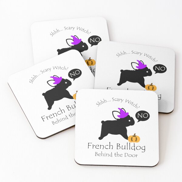 Item preview, Funny French Bulldog Scary Witch Behind the Door Black Text designed and sold by Na7nasColorShop.