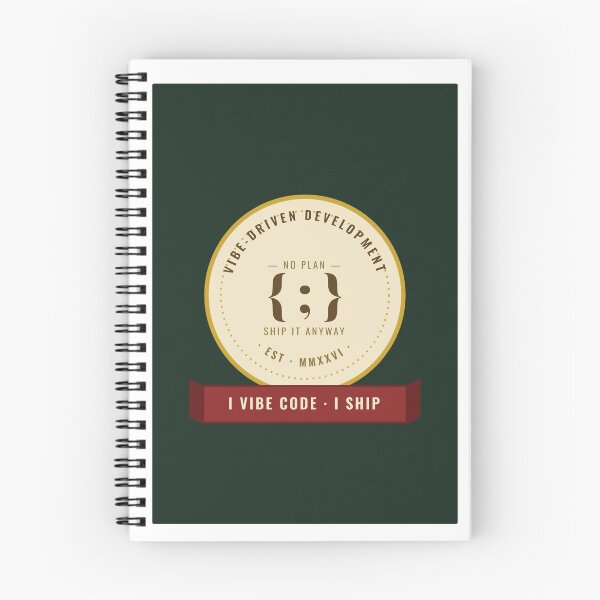 Item preview, Vibe-Driven Development: No Plan, Ship It Anyway — Funny Vibe Coding AI Developer Crest designed and sold by Studio Deadpan.