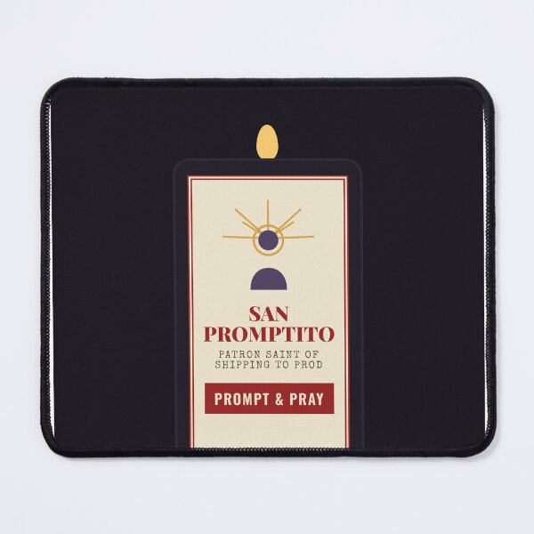 Item preview, San Promptito, Patron Saint of Shipping to Prod — Funny AI Engineer Prayer Candle Shirt designed and sold by Studio Deadpan.