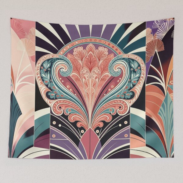 Item preview, Intricate Pink Teal Floral Mandala Wall Art designed and sold by IntelliMindDesigns.
