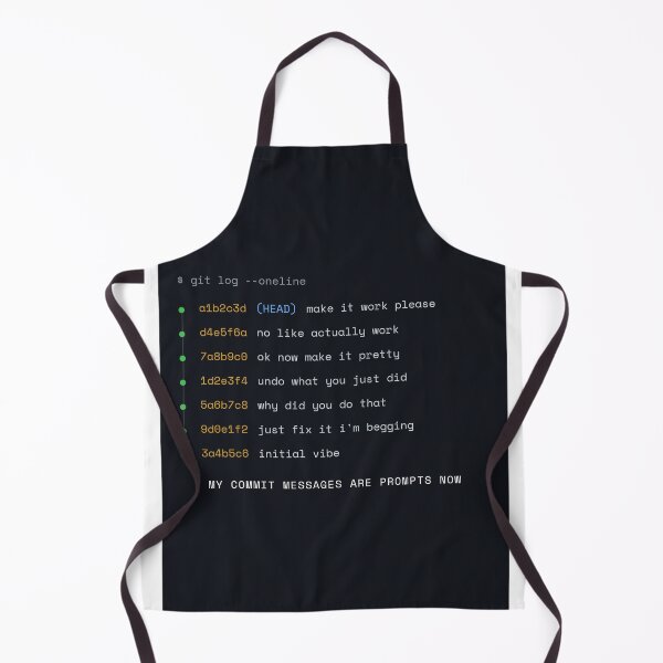 Item preview, My Commit Messages Are Prompts Now — Funny Git Log AI Vibe Coding Developer designed and sold by Studio Deadpan.