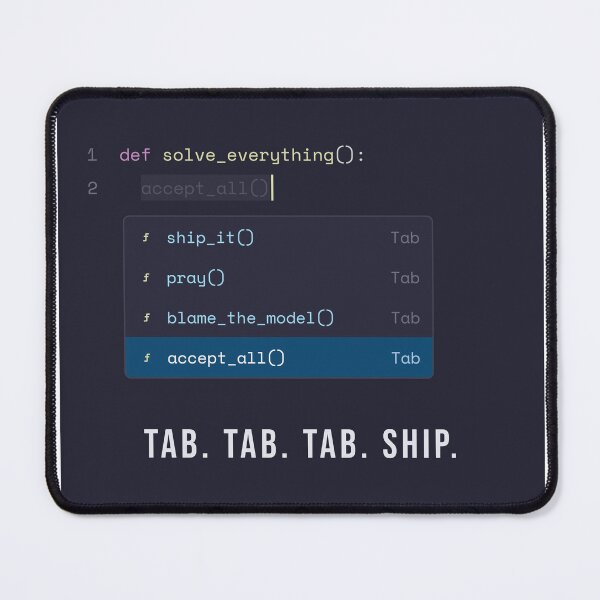 Item preview, Describe, Accept, Repeat Until It Compiles or You Cry — Funny AI Coding Assistant Quick-Start Tee designed and sold by Studio Deadpan.