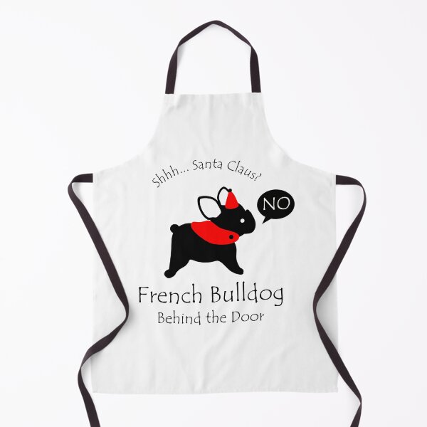 Item preview, Funny French Bulldog Santa Claus Behind the Door Black Text designed and sold by Na7nasColorShop.
