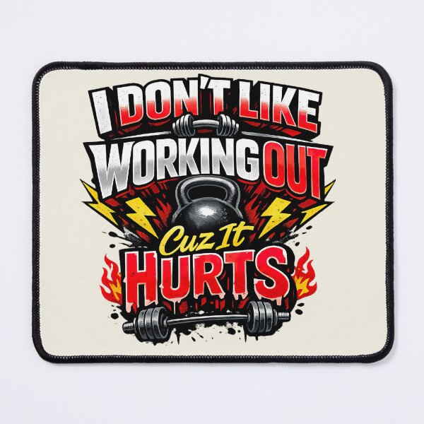 Item preview, I Don't Like Working Out Cuz It Hurts, Funny Retro Gym designed and sold by graphic-genie.