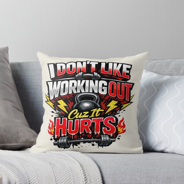Item preview, I Don't Like Working Out Cuz It Hurts, Funny Retro Gym designed and sold by graphic-genie.