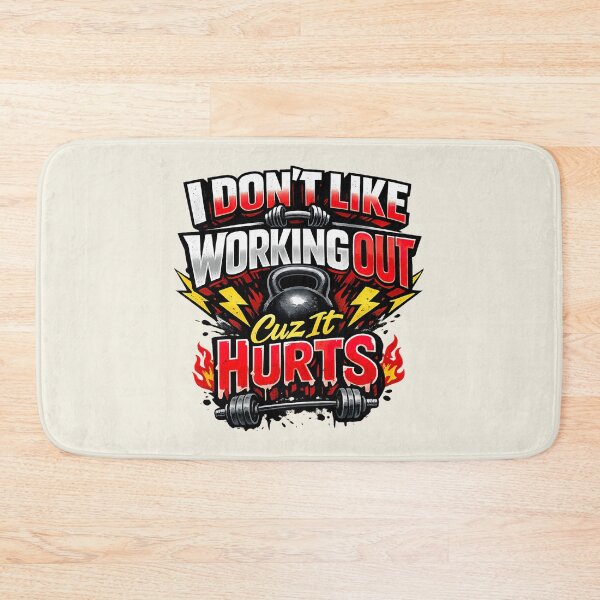 Item preview, I Don't Like Working Out Cuz It Hurts, Funny Retro Gym designed and sold by graphic-genie.