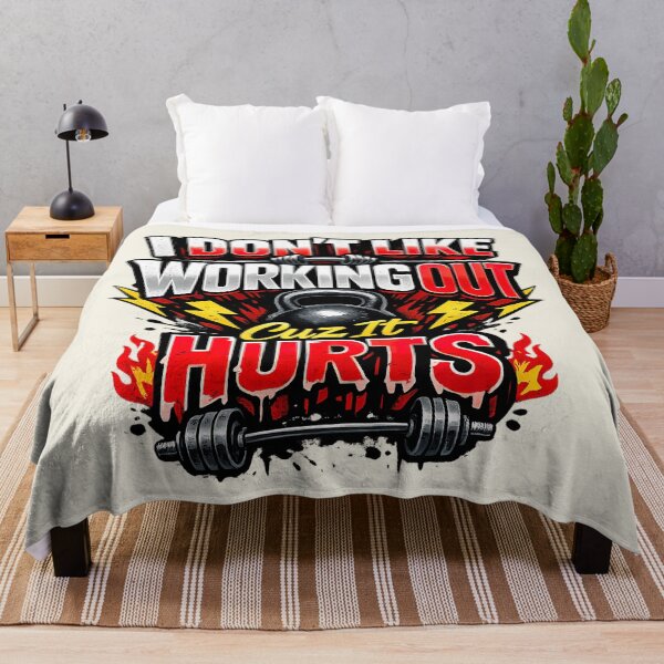 Item preview, I Don't Like Working Out Cuz It Hurts, Funny Retro Gym designed and sold by graphic-genie.