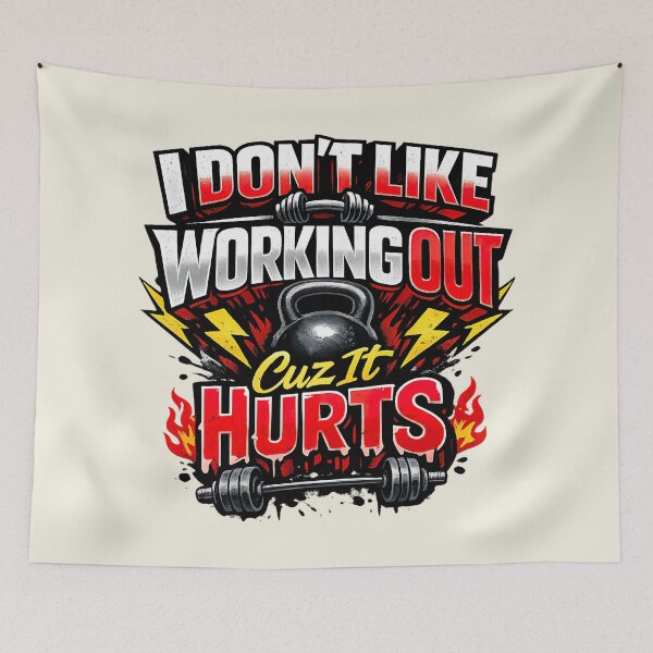 Item preview, I Don't Like Working Out Cuz It Hurts, Funny Retro Gym designed and sold by graphic-genie.