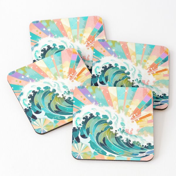 Item preview, Vibrant Rainbow Wave Ocean Sunset Print designed and sold by IntelliMindDesigns.