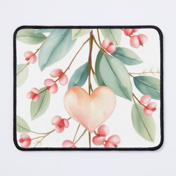 Item preview, Watercolor Heart with Soft Botanical Branches designed and sold by Vida e Arte.