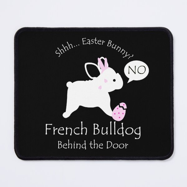 Item preview, Funny French Bulldog Easter Bunny Behind the Door White Text designed and sold by Na7nasColorShop.