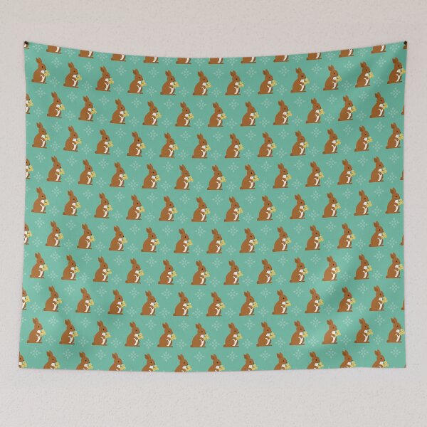 Item preview, Rabbits with daffodil on blue designed and sold by reneesillus.