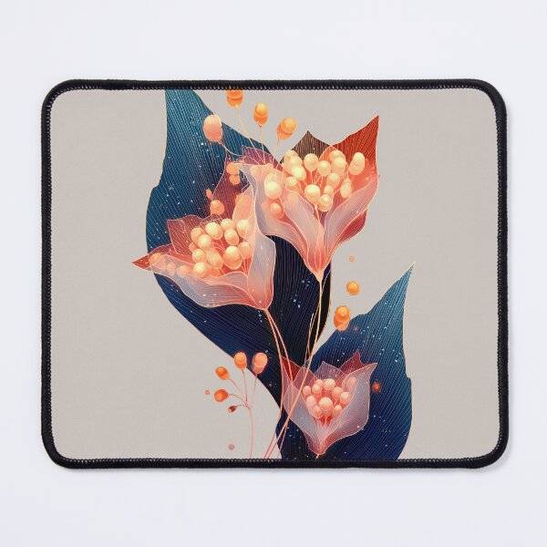 Item preview, Luminous Coral Flowers on Dark Night Leaves designed and sold by colorful-white.