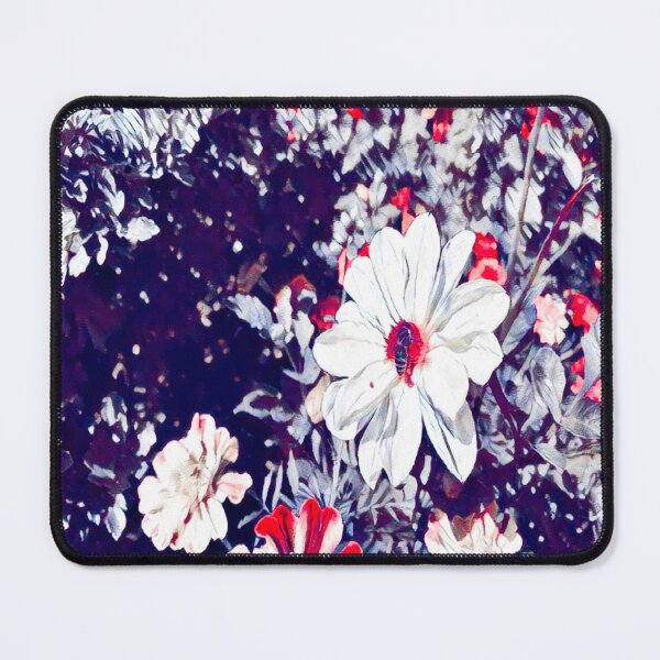 Item preview, Gothic Garden White and Red Flowers Impressionist Bee Painting designed and sold by BalkanBloom.