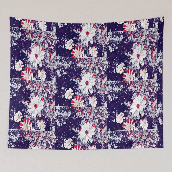 Item preview, Gothic Garden White and Red Flowers Impressionist Bee Painting designed and sold by BalkanBloom.