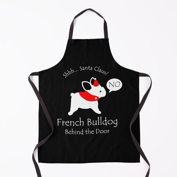Item preview, Funny French Bulldog Santa Claus Behind the Door White Text designed and sold by Na7nasColorShop.